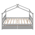 Full Size Wooden House Bed With Drawers, Gray Gray Solid Wood Mdf