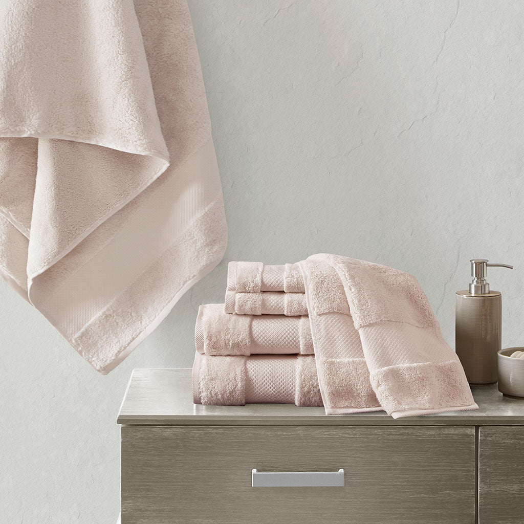 Cotton 6 Piece Bath Towel Set Blush Cotton