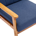 Leisure Chair With Solid Wood Armrest And Feet, Mid Century Modern Accent Chair, For Living Room Bedroom Studio Chair Navy Linen