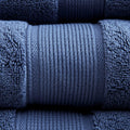 100% Cotton 8 Piece Antimicrobial Towel Set Dark Blue Cotton