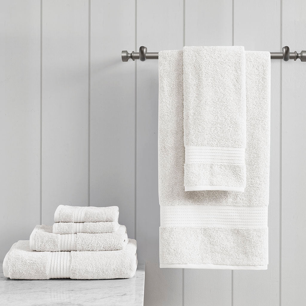 6 Piece Organic Cotton Towel Set White Cotton