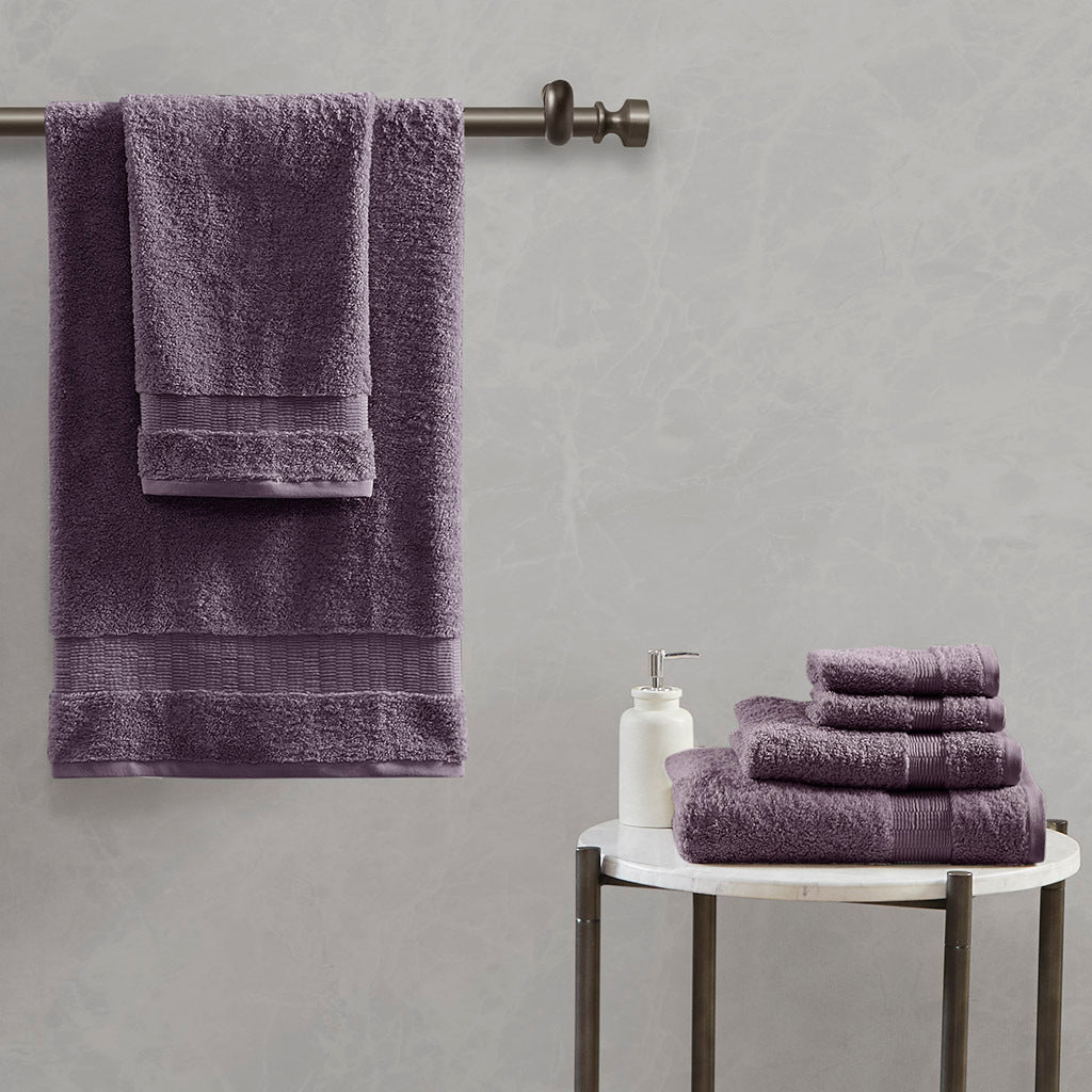 100% Egyptian Cotton 6 Piece Towel Set Purple Cotton