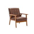 Leisure Chair With Solid Wood Armrest And Feet, Mid Century Modern Accent Chair, For Living Room Bedroom Studio Chair Brown Pu Pu Leather