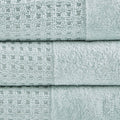 Cotton Waffle Jacquard Antimicrobial Bath Towel 6 Piece Set Seafoam Cotton