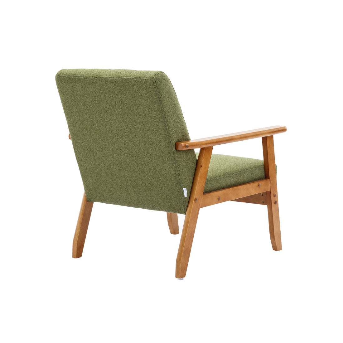 Accent Chairs Set Of 2 With Side Table, Mid Century Modern Accent Chair, Wood And Fabric Armchairs Side Chair, Lounge Reading Comfy Arm Chair For Living Room, Bedroom, Office Green Linen