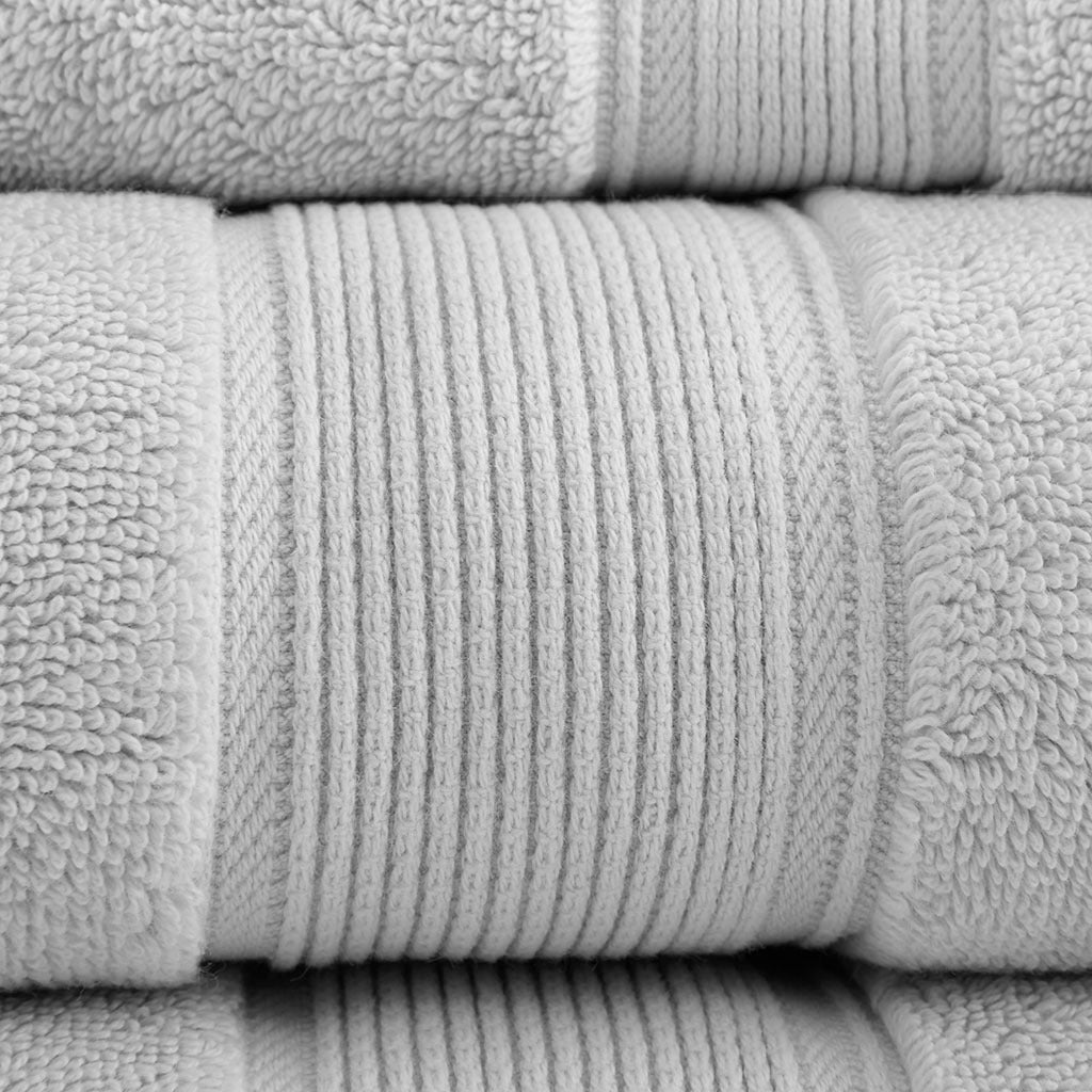 100% Cotton 8 Piece Antimicrobial Towel Set Silver Cotton