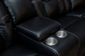 Manual Reclining Sofa Faux Leather Sofa Set Black Black Pu