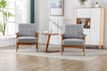 Accent Chairs Set Of 2 With Side Table, Mid Century Modern Accent Chair, Wood And Fabric Armchairs Side Chair, Lounge Reading Comfy Arm Chair For Living Room, Bedroom, Office Light Gray Polyester