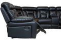 Manual Reclining Sofa Faux Leather Sofa Set Black Black Pu
