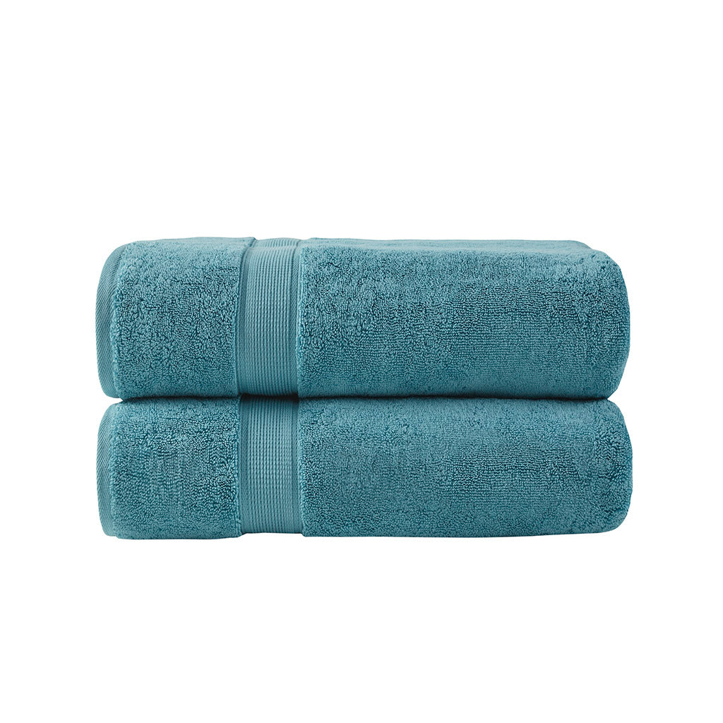 100% Cotton Bath Sheet Antimicrobial 2 Piece Set Aqua Cotton