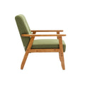 Accent Chairs Set Of 2 With Side Table, Mid Century Modern Accent Chair, Wood And Fabric Armchairs Side Chair, Lounge Reading Comfy Arm Chair For Living Room, Bedroom, Office Green Linen