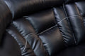 Manual Reclining Sofa Faux Leather Sofa Set Black Black Pu