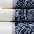 6 Piece Jacquard Towel Set Navy Cotton