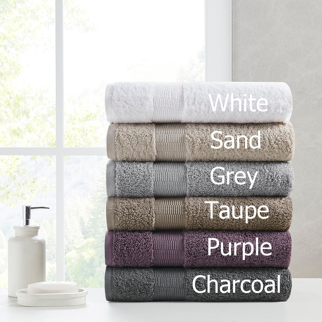 100% Egyptian Cotton 6 Piece Towel Set Taupe Cotton