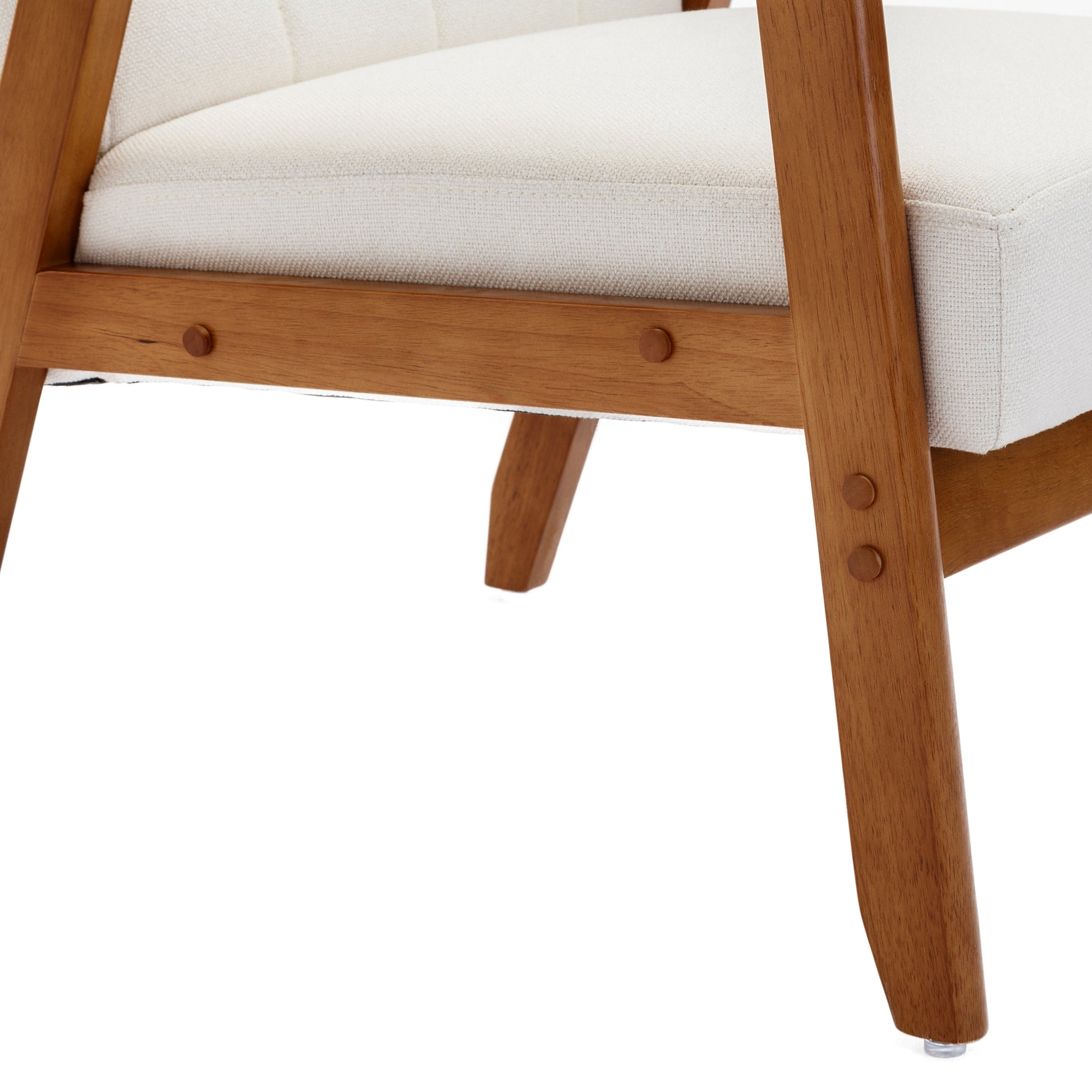 Leisure Chair With Solid Wood Armrest And Feet, Mid Century Modern Accent Chair, For Living Room Bedroom Studio Chair Beige Linen