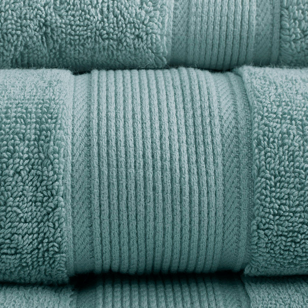 100% Cotton 8 Piece Antimicrobial Towel Set Dusty Green Cotton