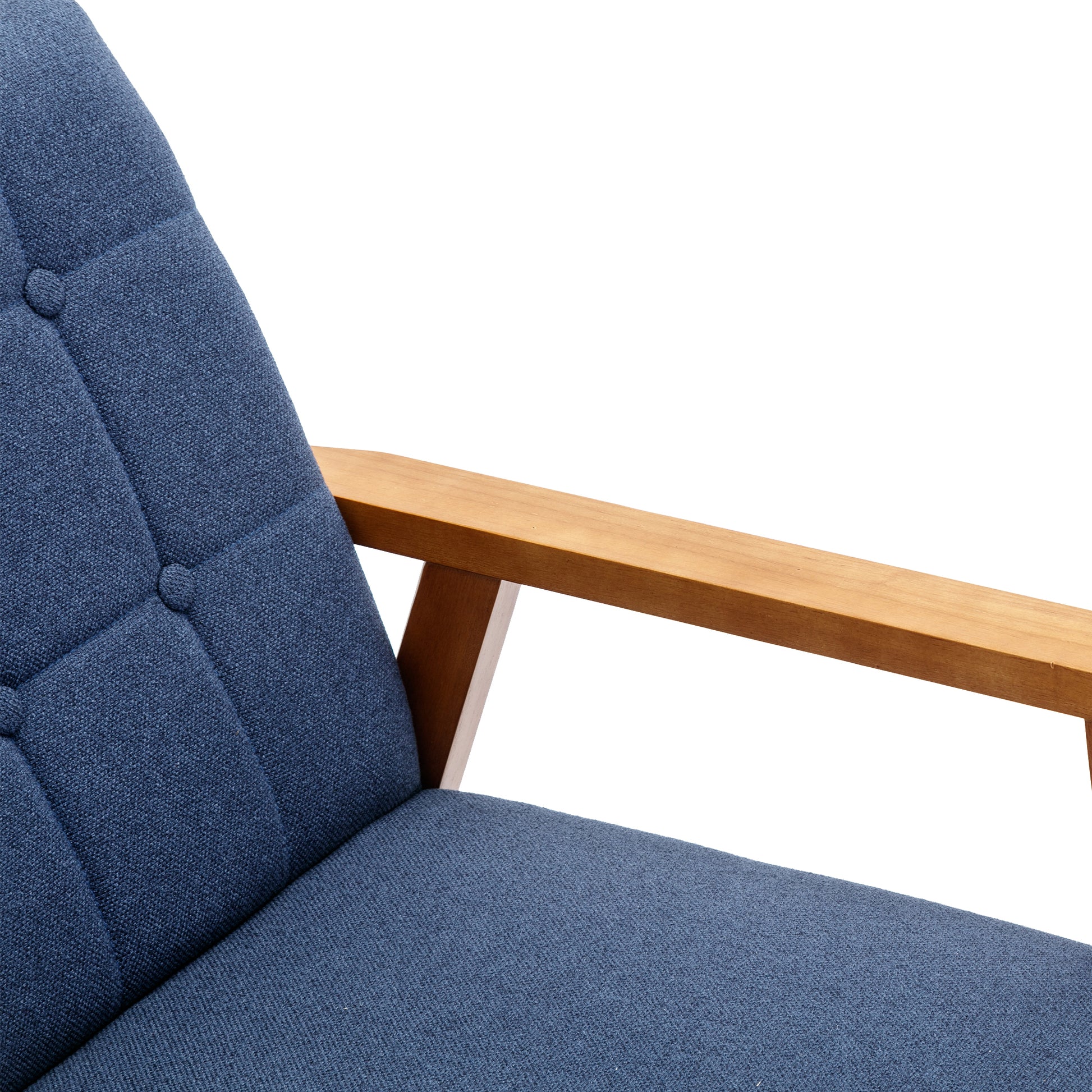 Accent Chairs Set Of 2 With Side Table, Mid Century Modern Accent Chair, Wood And Fabric Armchairs Side Chair, Lounge Reading Comfy Arm Chair For Living Room, Bedroom, Office Navy Linen