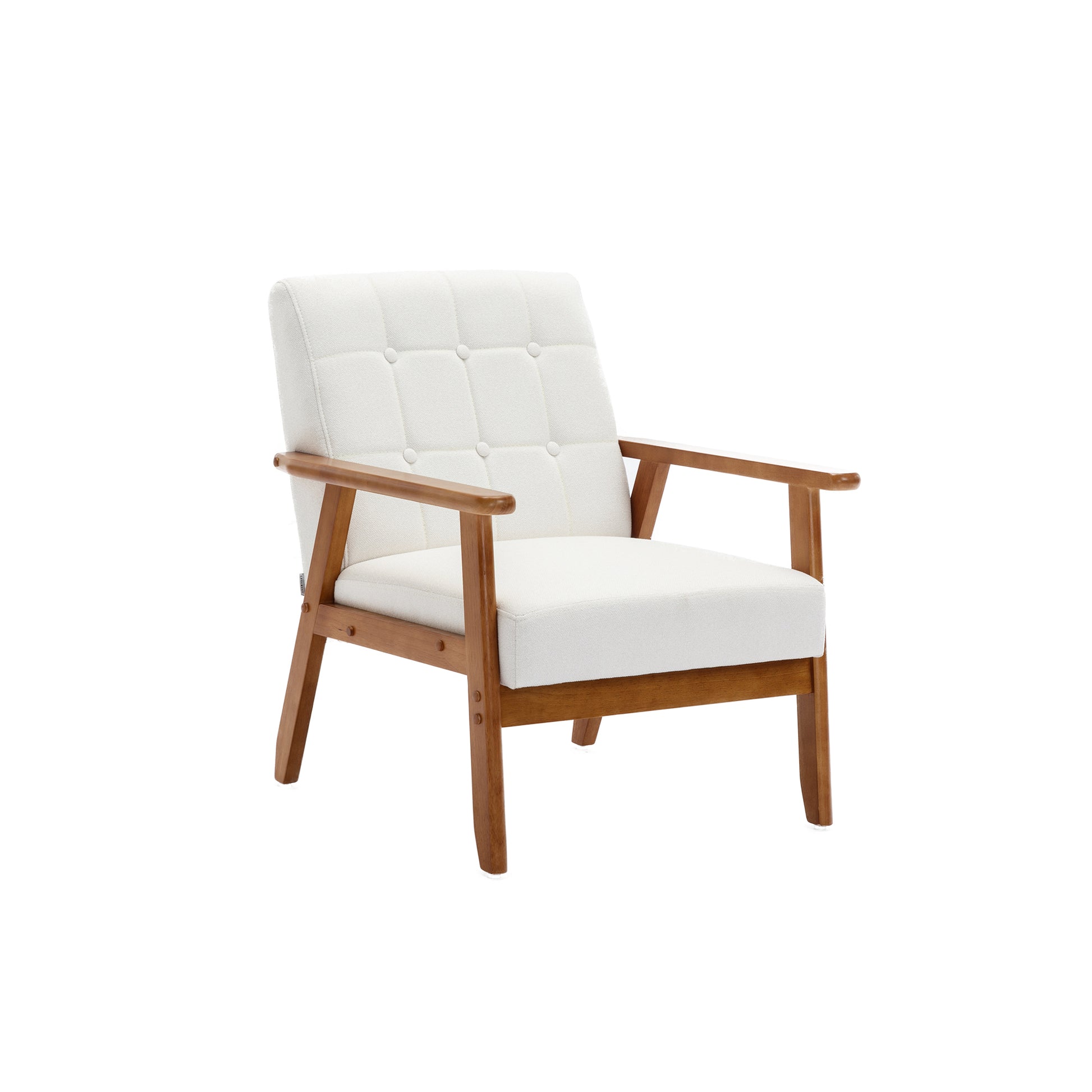 Leisure Chair With Solid Wood Armrest And Feet, Mid Century Modern Accent Chair, For Living Room Bedroom Studio Chair Beige Linen