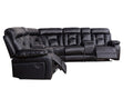 Manual Reclining Sofa Faux Leather Sofa Set Black Black Pu