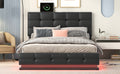 Full Size Tufted Upholstered Platform Bed With Hydraulic Storage System,Pu Storage Bed With Led Lights And Usb Charger, Black Black Pu