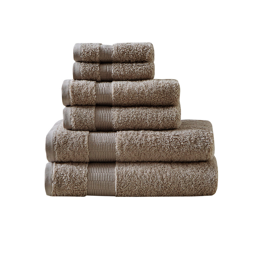 100% Egyptian Cotton 6 Piece Towel Set Taupe Cotton