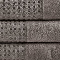 Cotton Waffle Jacquard Antimicrobial Bath Towel 6 Piece Set Charcoal Cotton