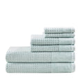 Cotton Waffle Jacquard Antimicrobial Bath Towel 6 Piece Set Seafoam Cotton