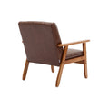 Leisure Chair With Solid Wood Armrest And Feet, Mid Century Modern Accent Chair, For Living Room Bedroom Studio Chair Brown Pu Pu Leather