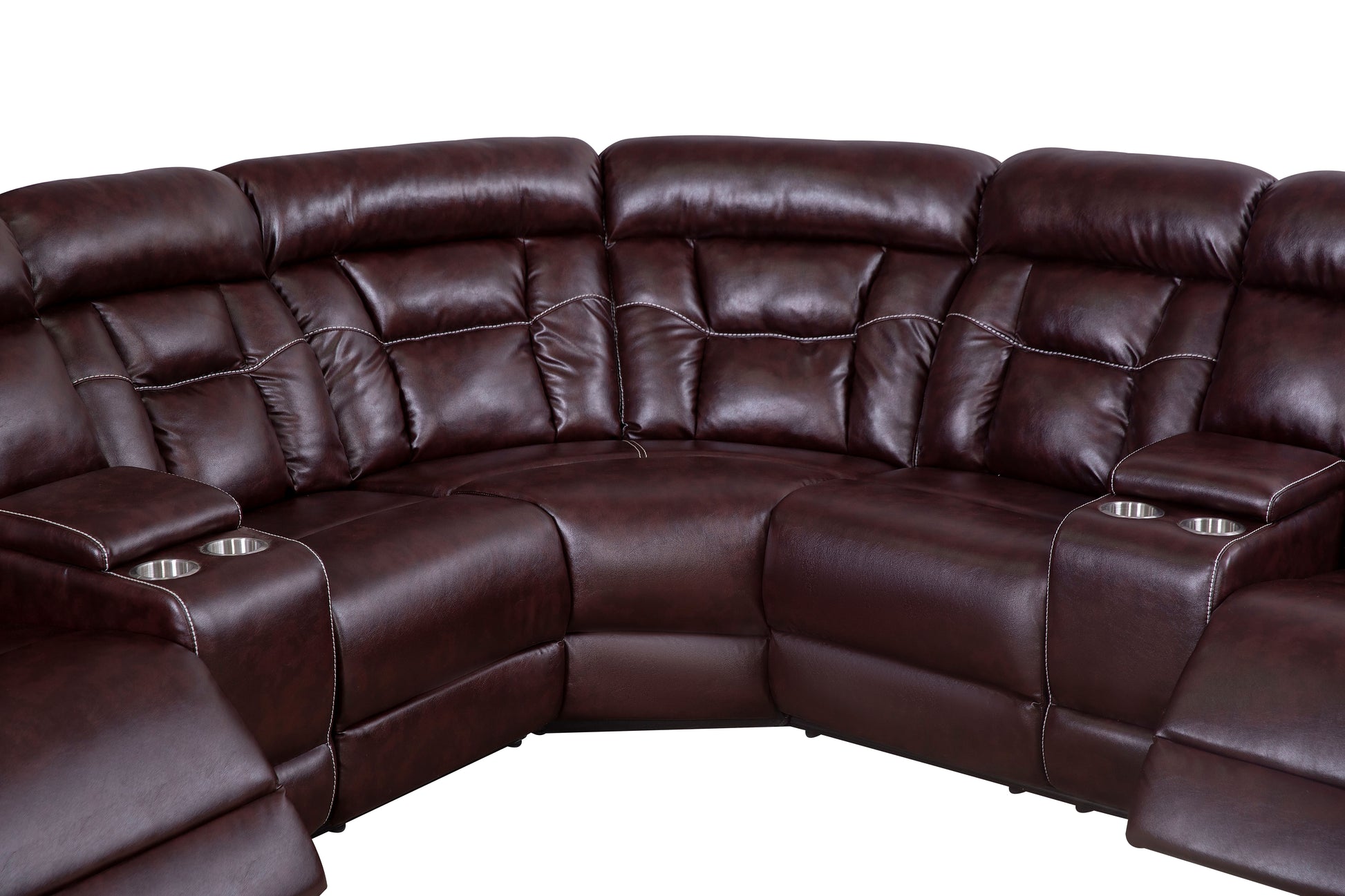 Sectional Sofa With Manual Reclining Brown Brown Pu 5 Seat