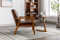 Leisure Chair With Solid Wood Armrest And Feet, Mid Century Modern Accent Chair, For Living Room Bedroom Studio Chair Brown Pu Pu Leather