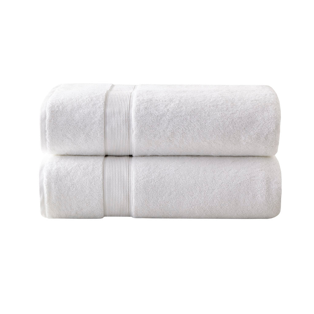 100% Cotton Bath Sheet Antimicrobial 2 Piece Set White Cotton