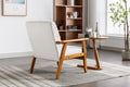 Leisure Chair With Solid Wood Armrest And Feet, Mid Century Modern Accent Chair, For Living Room Bedroom Studio Chair Beige Linen