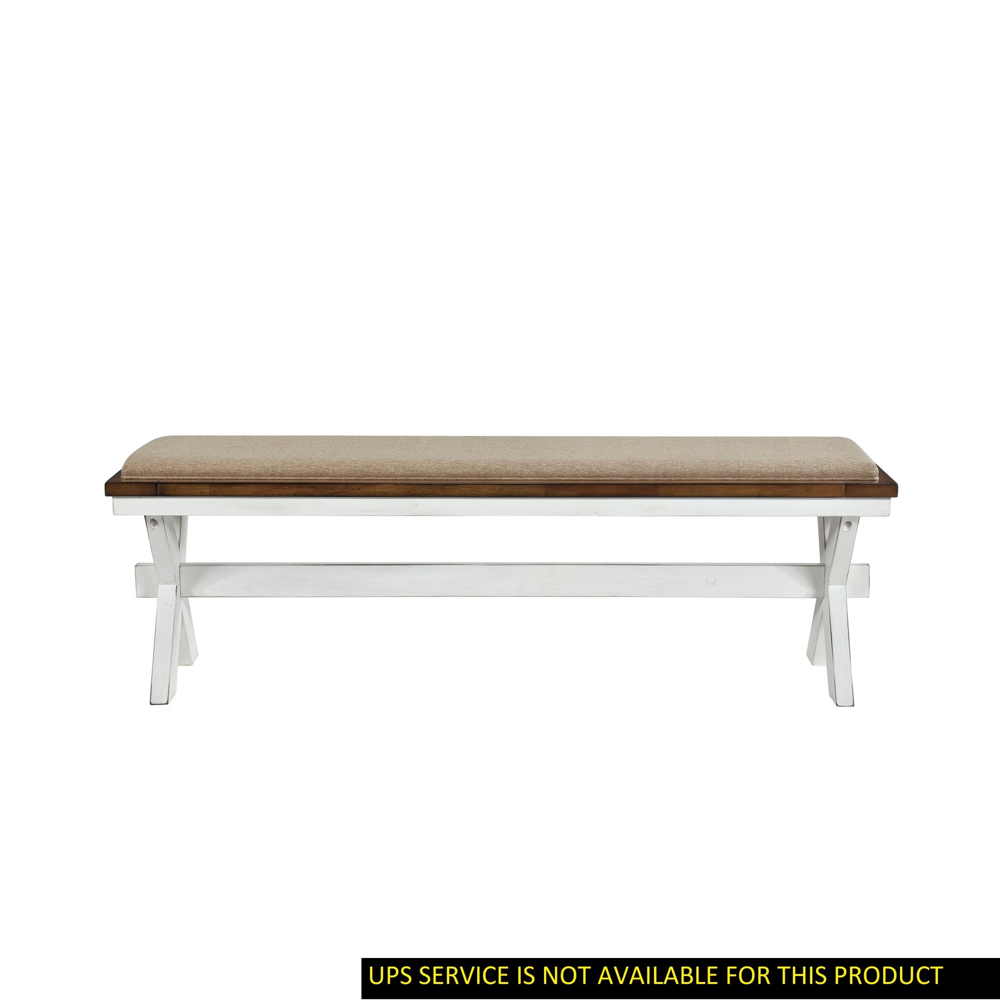 Modern Style White And Oak Finish 1Pc Bench Fabric Upholstered Seat Charming Traditional Dining Wooden Furniture White Dining Room Modern Wood