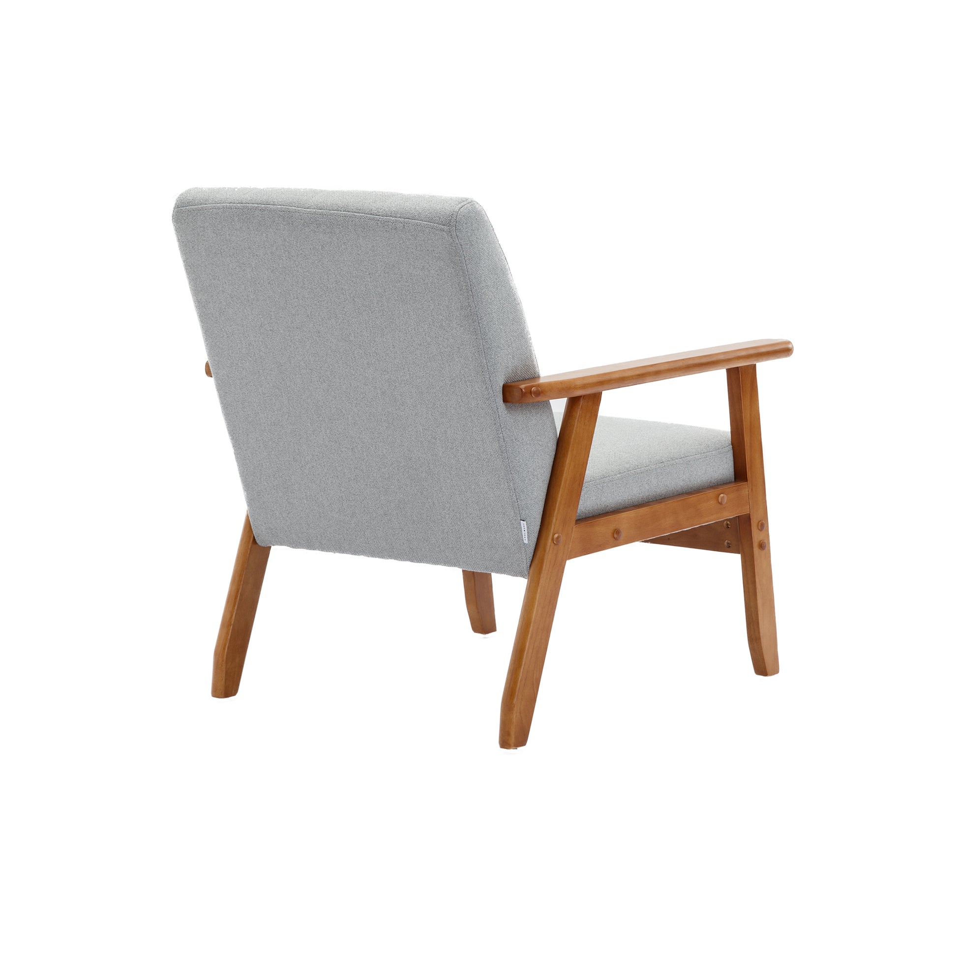 Accent Chairs Set Of 2 With Side Table, Mid Century Modern Accent Chair, Wood And Fabric Armchairs Side Chair, Lounge Reading Comfy Arm Chair For Living Room, Bedroom, Office Light Gray Polyester