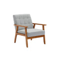 Leisure Chair With Solid Wood Armrest And Feet, Mid Century Modern Accent Chair, For Living Room Bedroom Studio Chair Light Gray Linen