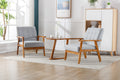 Accent Chairs Set Of 2 With Side Table, Mid Century Modern Accent Chair, Wood And Fabric Armchairs Side Chair, Lounge Reading Comfy Arm Chair For Living Room, Bedroom, Office Light Gray Polyester