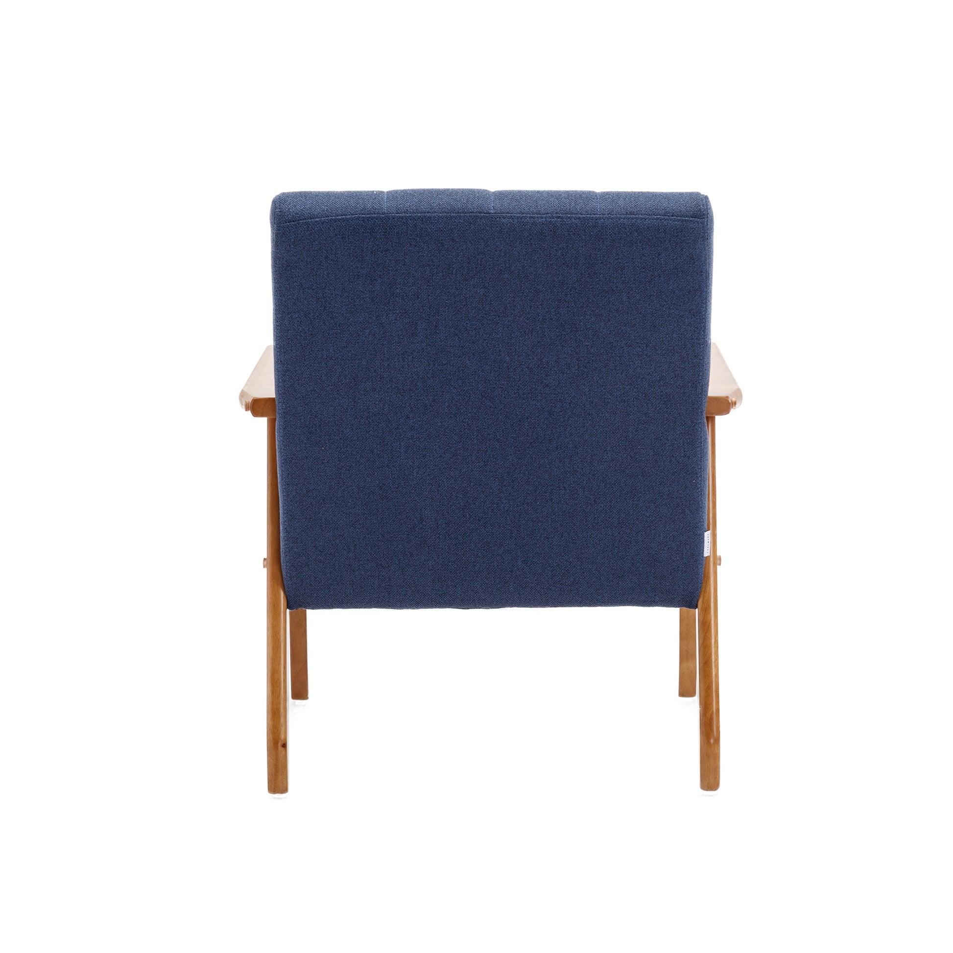 Accent Chairs Set Of 2 With Side Table, Mid Century Modern Accent Chair, Wood And Fabric Armchairs Side Chair, Lounge Reading Comfy Arm Chair For Living Room, Bedroom, Office Navy Linen