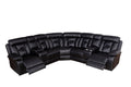 Manual Reclining Sofa Faux Leather Sofa Set Black Black Pu