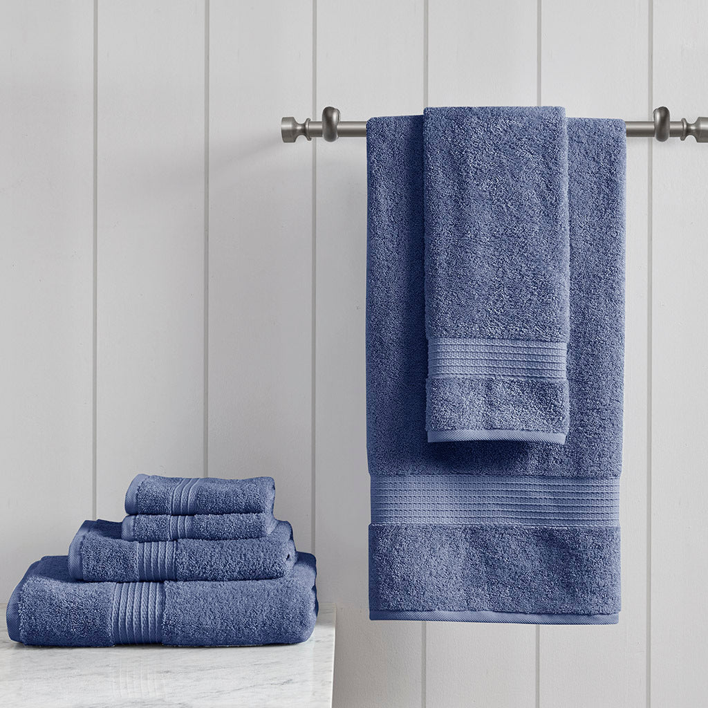 6 Piece Organic Cotton Towel Set Navy Cotton