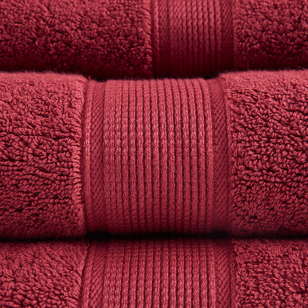 100% Cotton 8 Piece Antimicrobial Towel Set Red Cotton