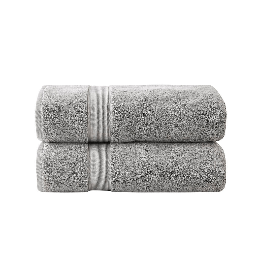 100% Cotton Bath Sheet Antimicrobial 2 Piece Set Silver Cotton