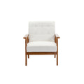 Leisure Chair With Solid Wood Armrest And Feet, Mid Century Modern Accent Chair, For Living Room Bedroom Studio Chair Beige Linen