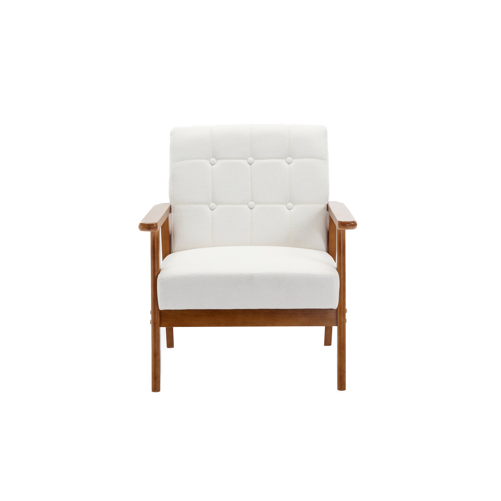 Leisure Chair With Solid Wood Armrest And Feet, Mid Century Modern Accent Chair, For Living Room Bedroom Studio Chair Beige Linen