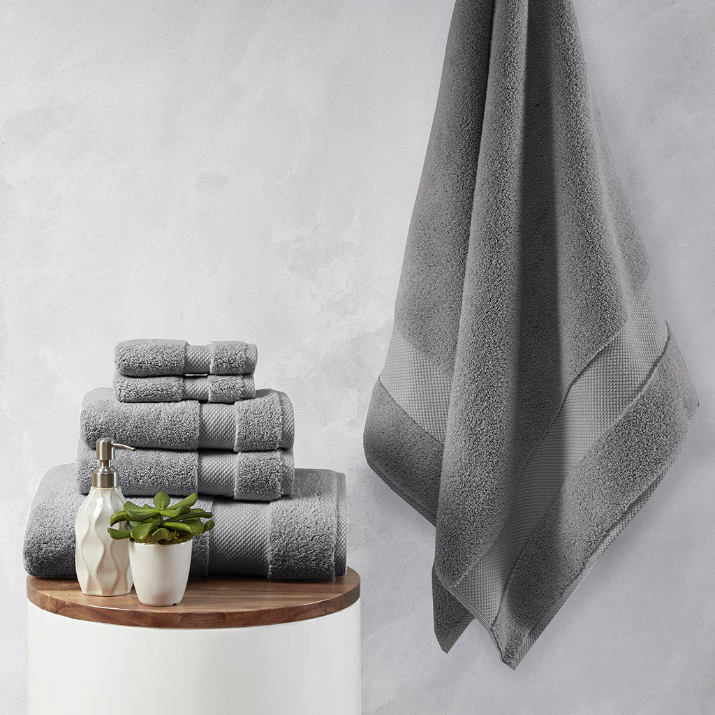 1000Gsm 100% Cotton 6 Piece Towel Set Charcoal Cotton