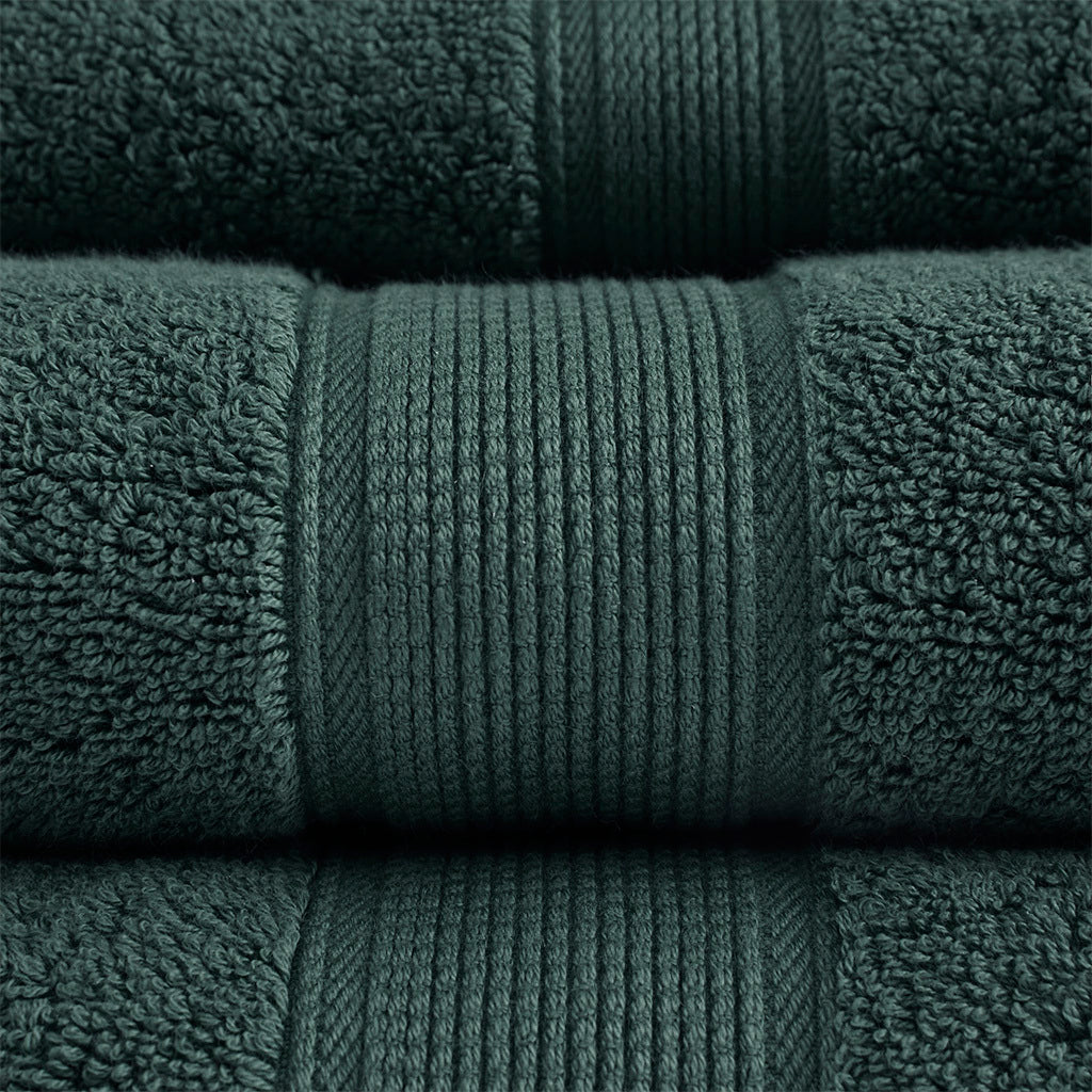 100% Cotton 8 Piece Antimicrobial Towel Set Dark Green Cotton