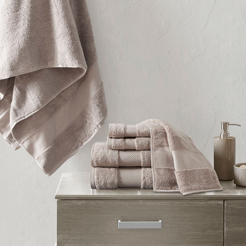 Cotton 6 Piece Bath Towel Set Taupe Cotton