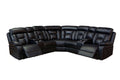 Manual Reclining Sofa Faux Leather Sofa Set Black Black Pu