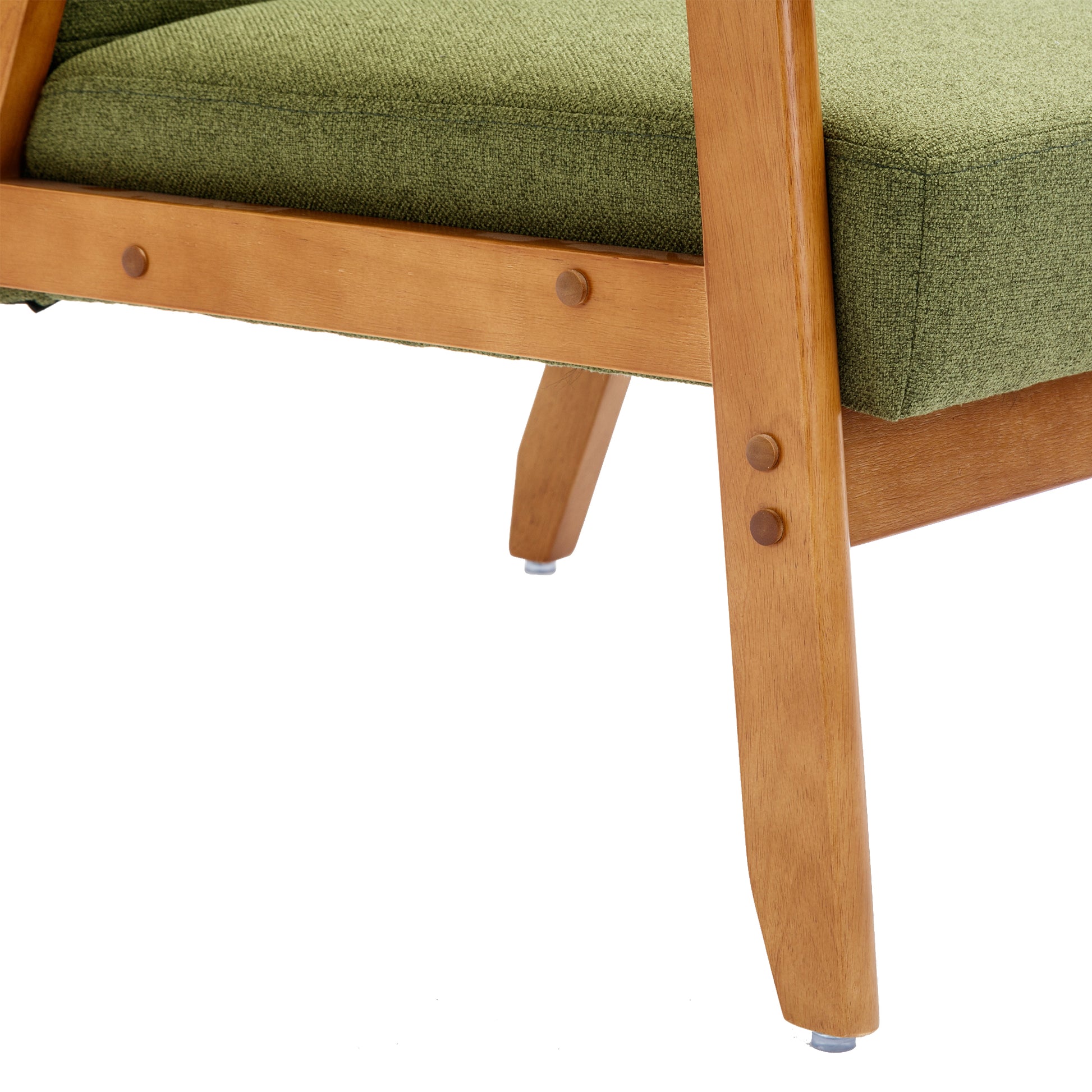 Accent Chairs Set Of 2 With Side Table, Mid Century Modern Accent Chair, Wood And Fabric Armchairs Side Chair, Lounge Reading Comfy Arm Chair For Living Room, Bedroom, Office Green Linen