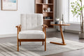 Leisure Chair With Solid Wood Armrest And Feet, Mid Century Modern Accent Chair, For Living Room Bedroom Studio Chair Beige Linen