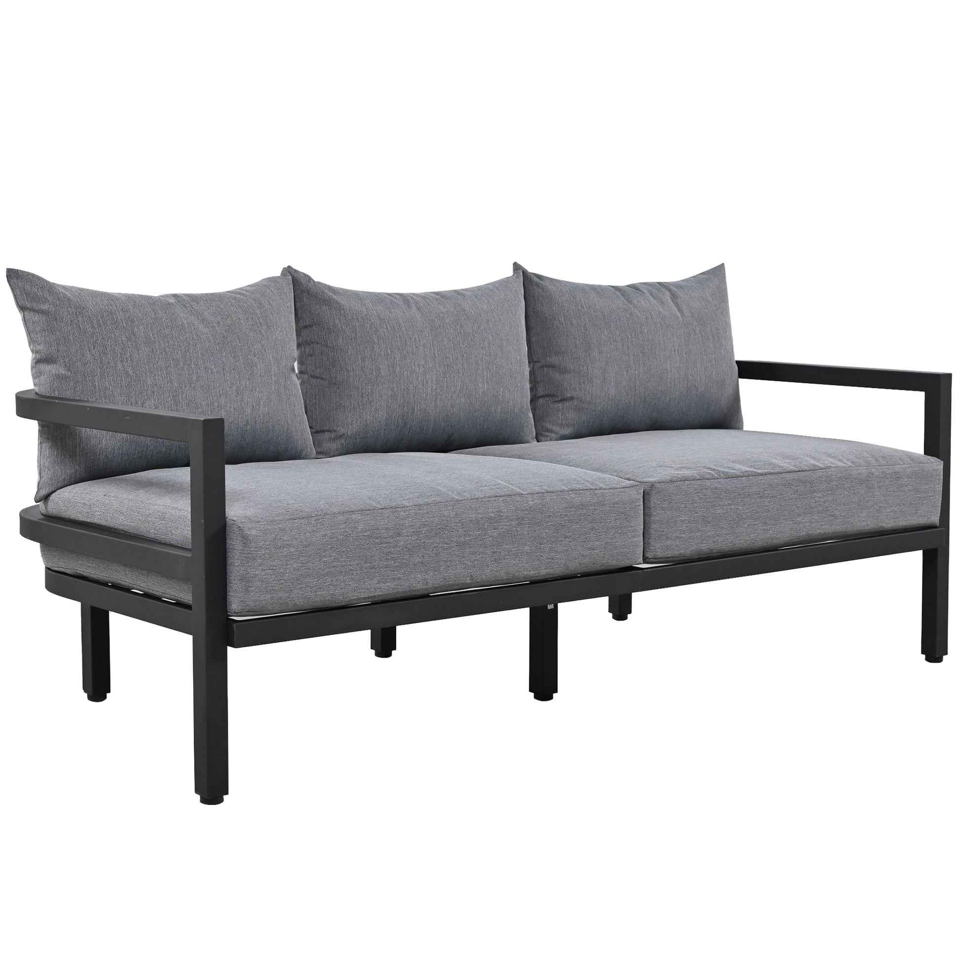 Multi Person Outdoor Steel Sofa Set, Waterproof, Anti Rust And Anti Uv, Suitable For Gardens And Lawns Light Gray Steel